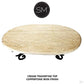 Mexports by Susana Molina 60" W x 32" L Cream Travertine Bullnose Edge Antique Design Oval Coffee Table