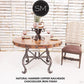 Mexports by Susana Molina 60" x 30" Natural Hammer Copper Top With Nailheads and 4-Leg Iron Base Round Dining Table