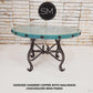 Mexports by Susana Molina 60" x 30" Oxidized Hammer Copper Top With Nailheads and 4-Leg Iron Base Round Dining Table