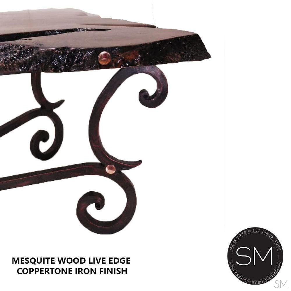 Mexports by Susana Molina 72" Mesquite Wood Top Live Edge No Inlay Rectangular Coffee Table