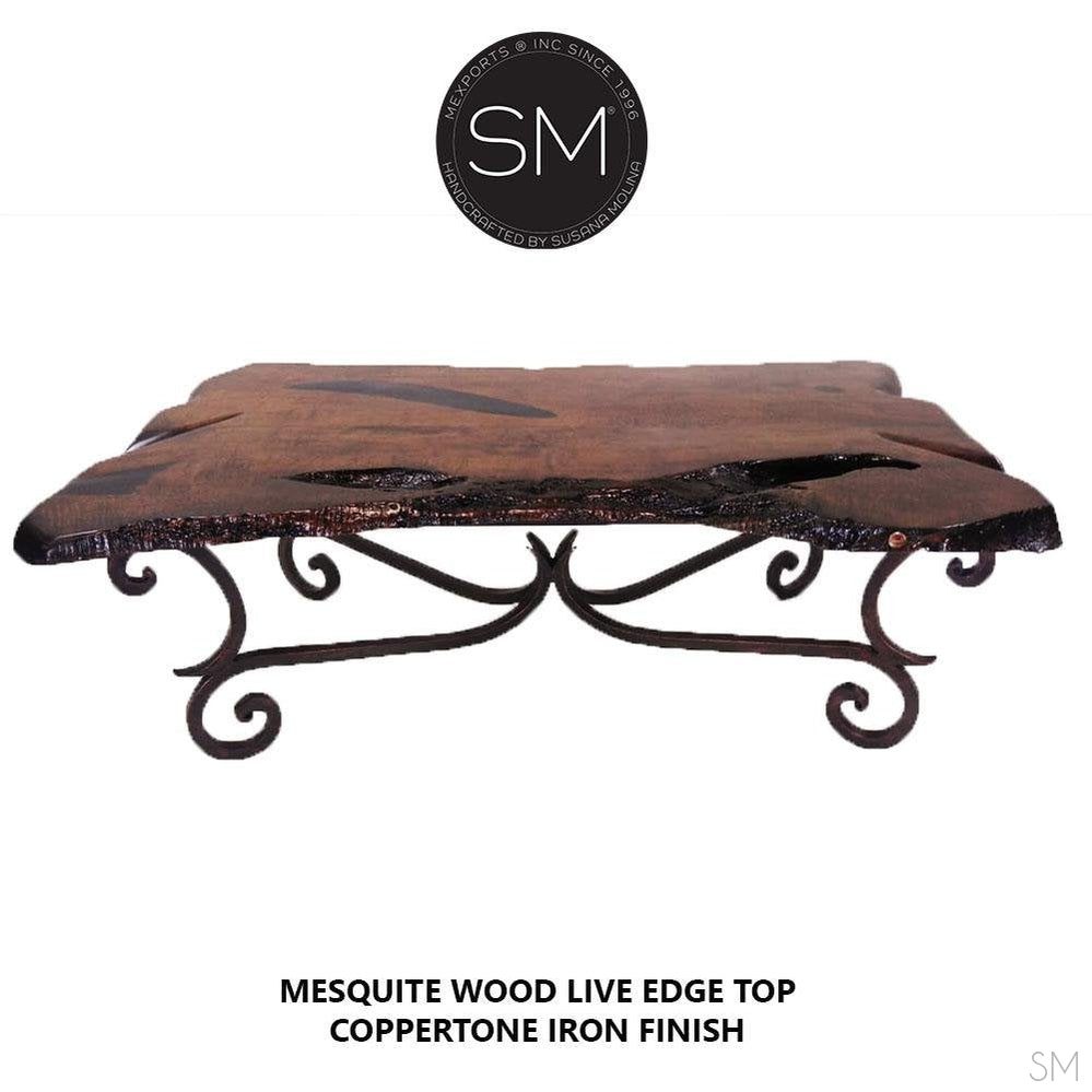 Mexports by Susana Molina 72" Mesquite Wood Top Live Edge No Inlay Rectangular Coffee Table