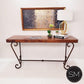 Mexports by Susana Molina 72" Natural Hammered Copper Rectangular Console Table With Vintage Iron Base