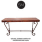Mexports by Susana Molina 72" Natural Hammered Copper Rectangular Console Table With Vintage Iron Base