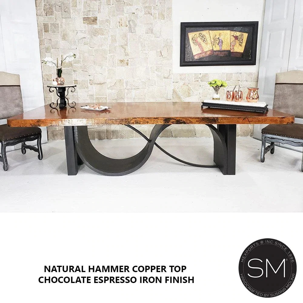 Mexports by Susana Molina 72" Natural Hammered Copper With Nailheads Rectangular Dining Table