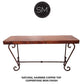 Mexports by Susana Molina 72" Natural Hammered Copper With Nailheads on Edge Rectangular Console Table With Vintage Iron Base
