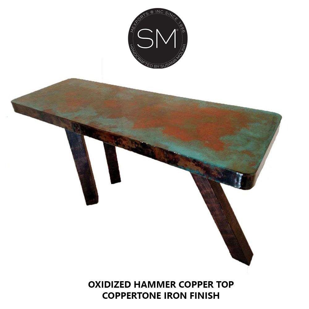 Mexports by Susana Molina 72" Oxidized Hammered Copper Rectangular Console Table