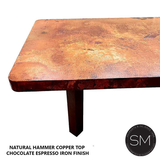 Mexports by Susana Molina 72" x 42" Natural Hammer Copper Top Round Corners Dining Table