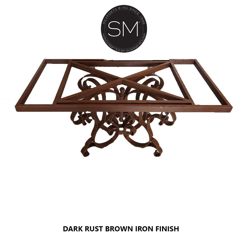 Mexports by Susana Molina 72" x 42" Natural Hammer Copper With Nailheads Single Pedestal Rectangular Dining Table