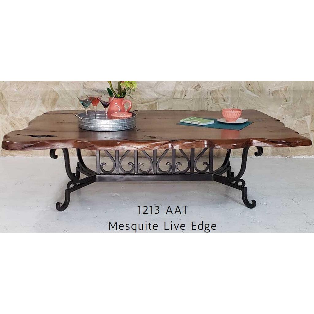 Mexports by Susana Molina 84" Mesquite Top Live Edge Gold Citrine Inlay Rectangular Modern Dining Table