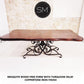 Mexports by Susana Molina 96" Mesquite Wood Top Free Form Edge Hammer Copper Inlay Single Pedestal Rectangular Dining Table