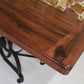 Mexports by Susana Molina 96" Mesquite Wood Top Rounded Corners Gold Citrine Inlay Single Pedestal Rectangular Dining Table