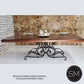Mexports by Susana Molina 96" Mesquite Wood Top Rounded Corners Gold Citrine Inlay With Nailheads on Edge Single Pedestal Rectangular Dining Table