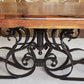 Mexports by Susana Molina 96" Mesquite Wood Top Rounded Corners Hammer Copper Inlay Single Pedestal Rectangular Dining Table