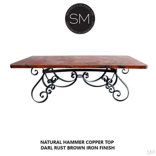 Mexports by Susana Molina 96" Natural Hammered Copper Top Rectangular Conference Table