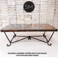 Mexports by Susana Molina 96" Oxidized Hammered Copper Top With Nailheads on Edge Single Pedestal Rectangular Dining Table
