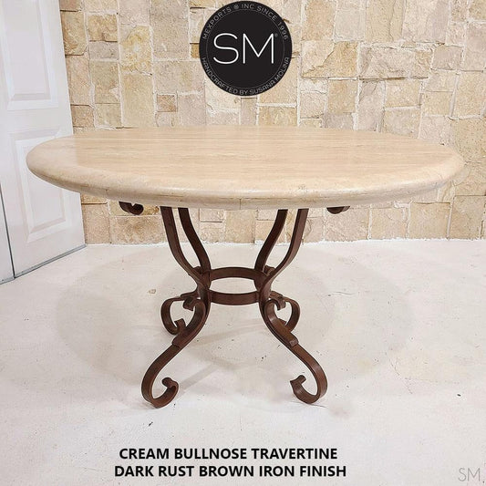 Mexports by Susana Molina Hacienda 48" Cream Bullnose Edge Travertine Round Outdoor Dining Table