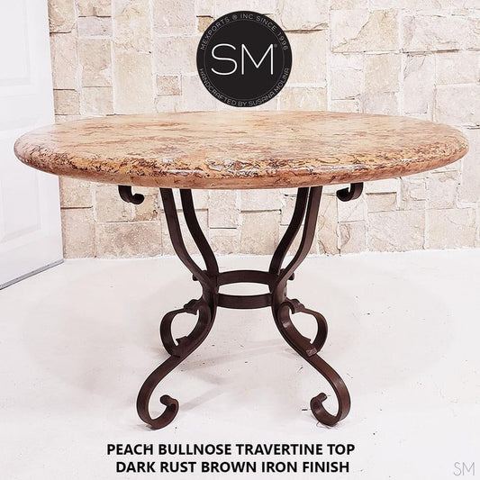 Mexports by Susana Molina Hacienda 54" Peach Bullnose Edge Travertine Round Outdoor Dining Table