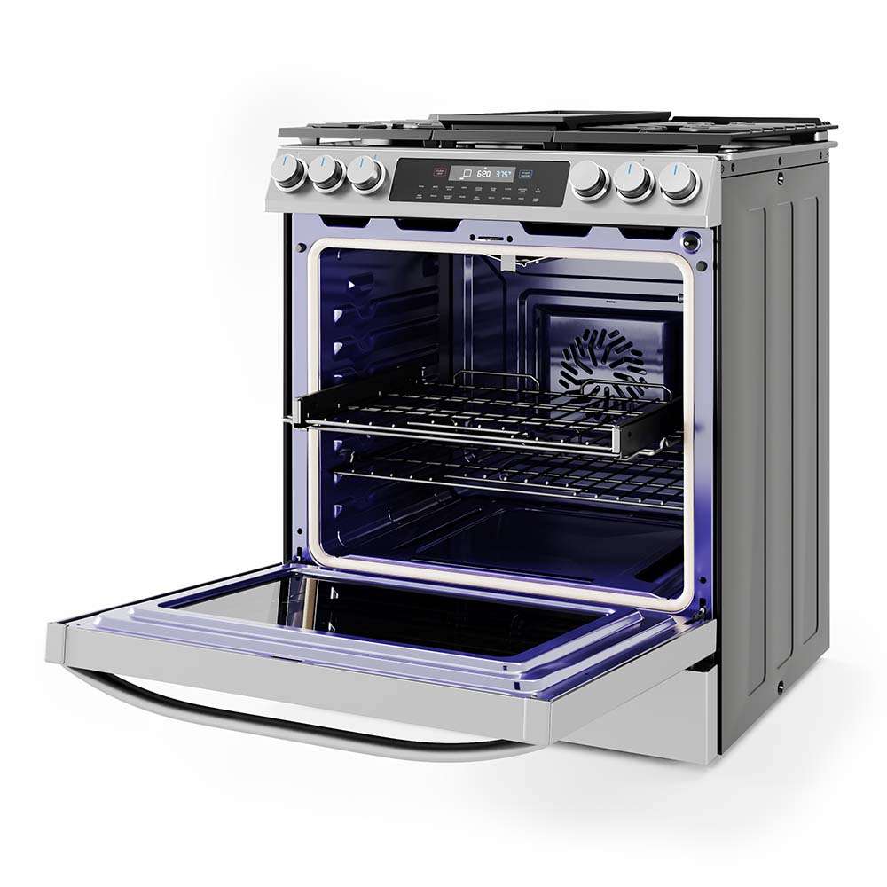 Midea Smart 30" Self-Cleaning Gas Range With 5 Burners & Air Fry Convection - MGS30S4AST