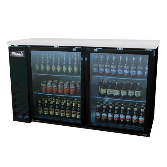 Migali C-BB60G-HC Double Door 60″ Glass Door Back Bar Refrigerator With Side Mount Compressor