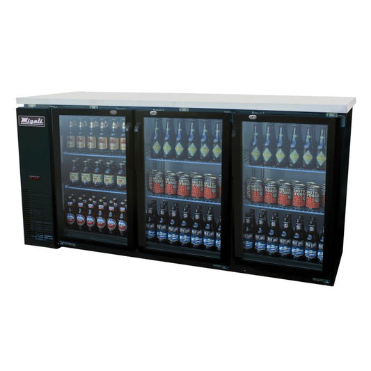 Migali C-BB72G-HC Double Door 72″ Glass Door Back Bar Refrigerator With Side Mount Compressor