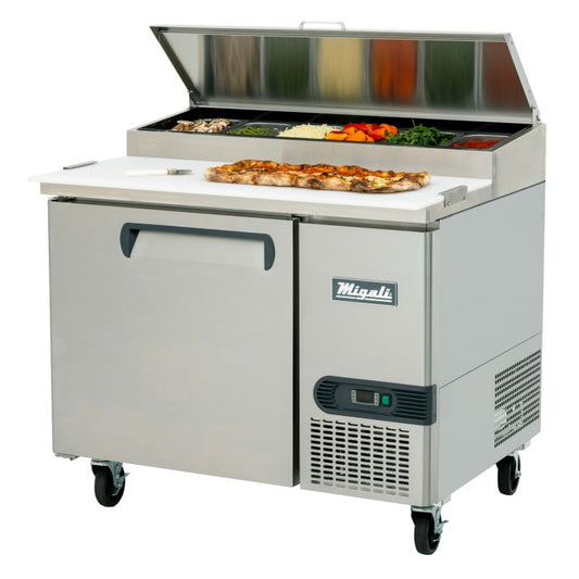 Migali C-PP44-HC Single Door 44" Pizza Prep Tables Refrigerator With Side Mount Compressor