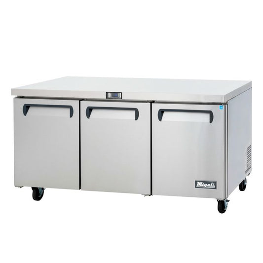 Migali C-U72R-HC 3 Door 72" Under-counter & Work Top Refrigerator With Rear Mount Compressor