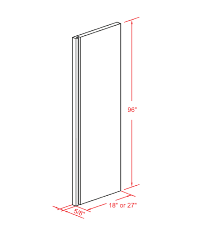 NKBC 27"W x 96"H x 1"D Chestnut Brown Part-Cabinet Side Panel-Dadoed for Back Panel