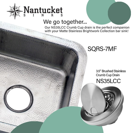 Nantucket Sinks 15-Inch Hand Hammered Round Stainless Steel Bar Sink Satin Matte Finish