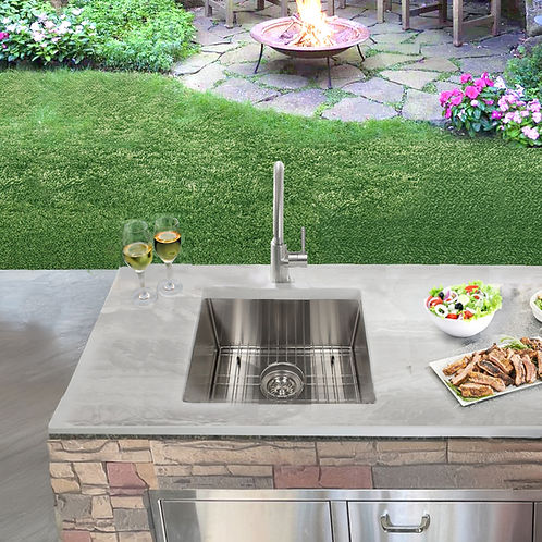 Nantucket Sinks 19" x19" AW1919-16 All-Weather Undermount Outdoor Use Stainless Steel Sink