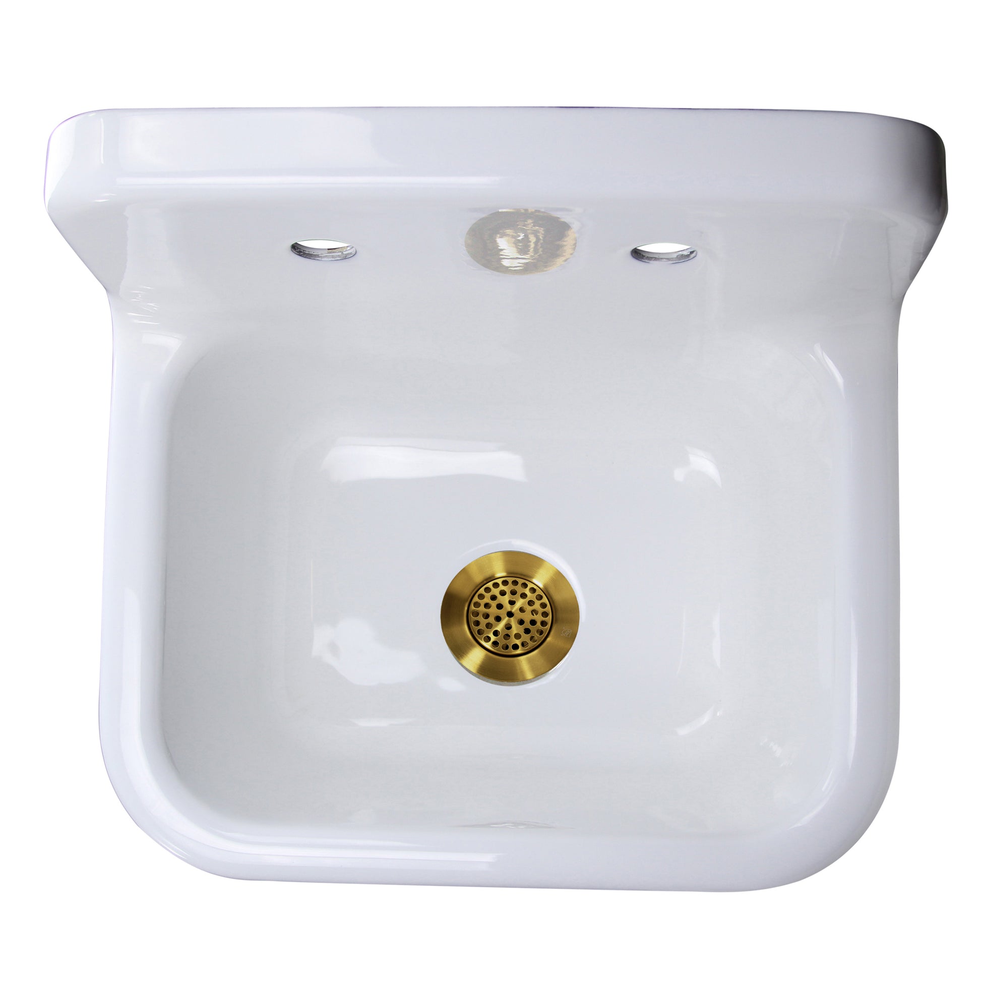 Nantucket Sinks Anchor 22" Single Bowl Wall Mount Cast Iron Utility/Kitchen Sink With Brass Drain Set