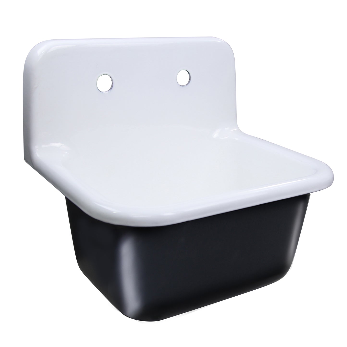 Nantucket Sinks Anchor 22" Single Bowl Wall Mount Cast Iron Utility/Kitchen Sink With Brass Drain Set