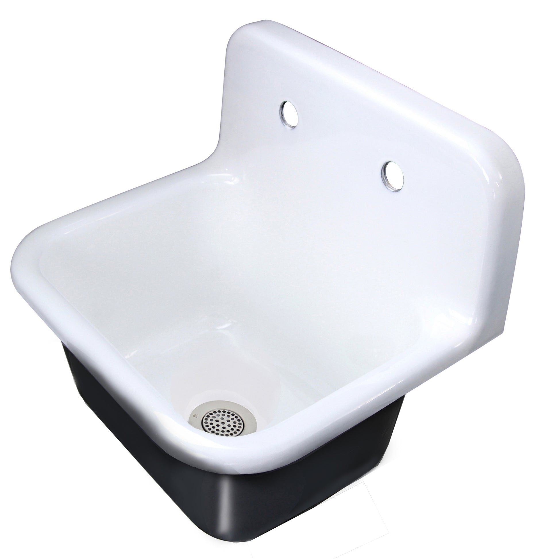Nantucket Sinks Anchor 22" Single Bowl Wall Mount Cast Iron Utility/Kitchen Sink With Chrome Drain Set