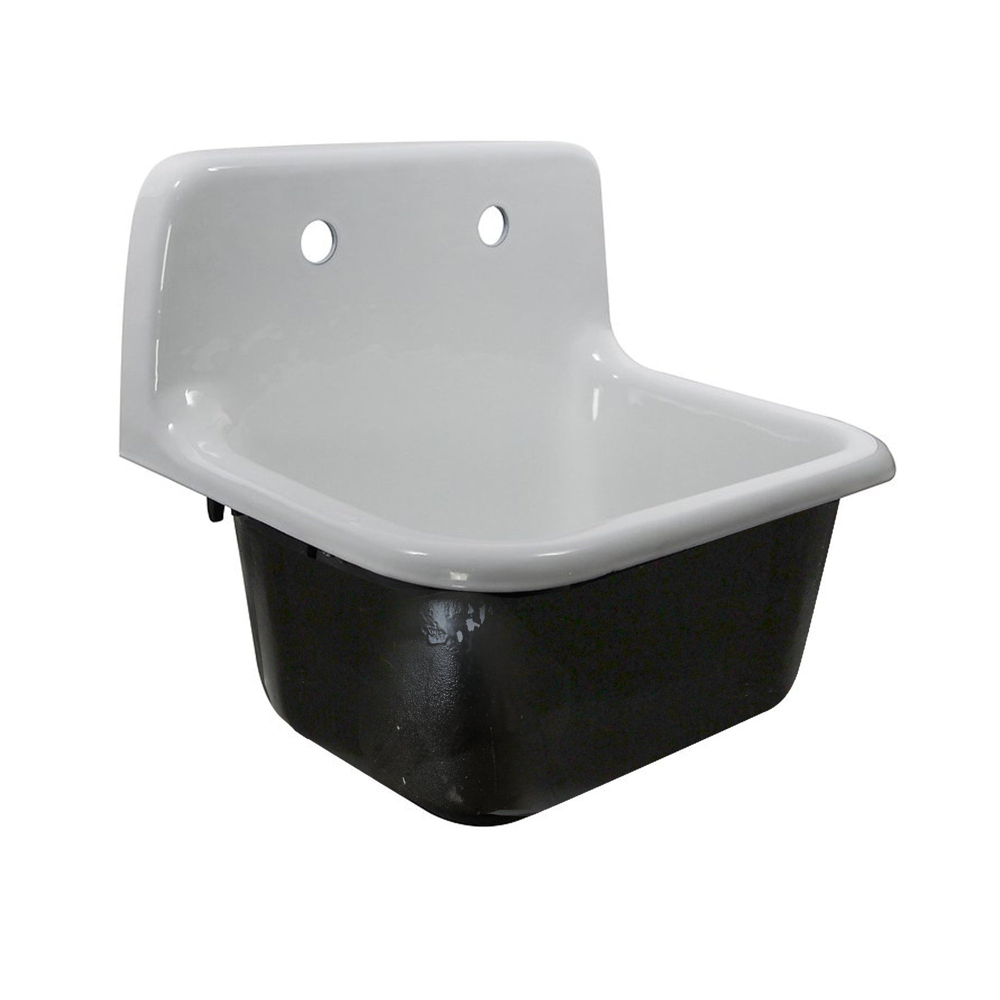 Nantucket Sinks Anchor Collection 22" Irregular Wallmount Glazed White/Black Cast Iron Single Bowl
