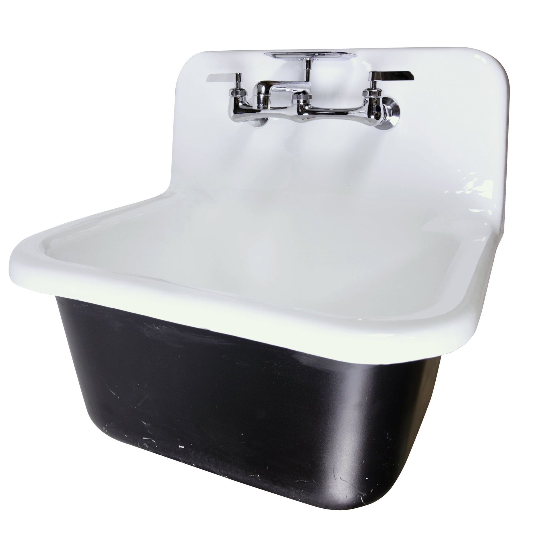 Nantucket Sinks Anchor Collection 22" Irregular Wallmount Glazed White/Black Cast Iron Single Bowl