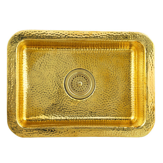 Nantucket Sinks Brightwork 20" Dual Mount Hand-Hammered Single Bowl Brass Bar Sink