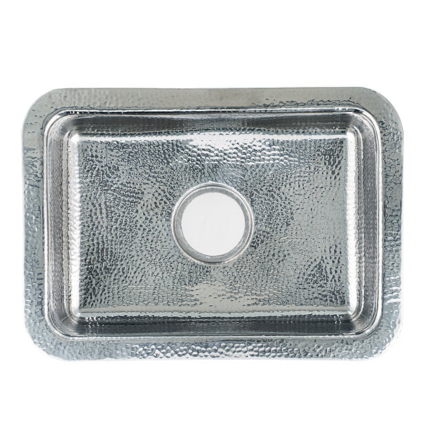 Nantucket Sinks Brightwork 20" Dual Mount Hand-Hammered Single Bowl Stainless Steel Bar Sink