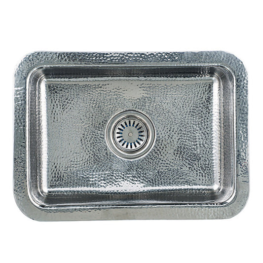 Nantucket Sinks Brightwork 20" Dual Mount Hand-Hammered Single Bowl Stainless Steel Bar Sink