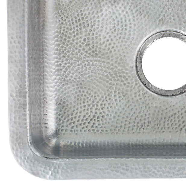 Nantucket Sinks Brightwork 20" Dual Mount Hand-Hammered Single Bowl Stainless Steel Bar/Island Sink