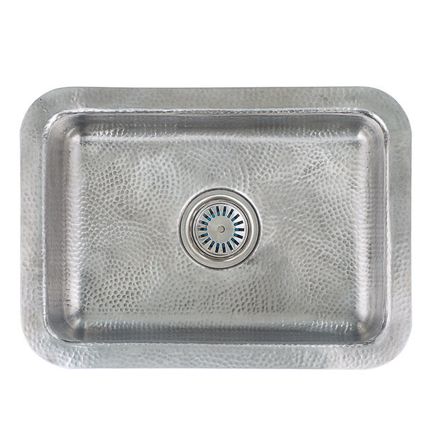 Nantucket Sinks Brightwork 20" Dual Mount Hand-Hammered Single Bowl Stainless Steel Bar/Island Sink
