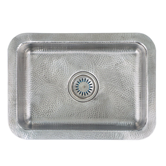 Nantucket Sinks Brightwork 20" Dual Mount Hand-Hammered Single Bowl Stainless Steel Bar/Island Sink
