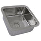 Nantucket Sinks Brightwork Home 17" Square Undermount or Overmount Polished Stainless Steel Single Bowl Hammered Bar Sink