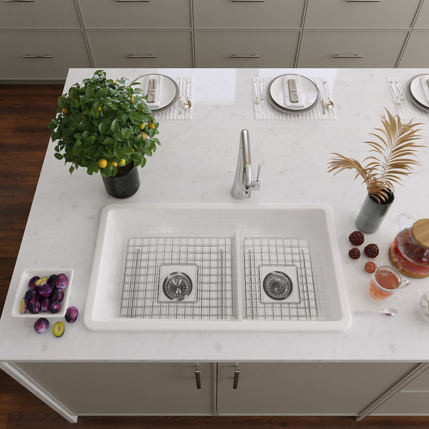 Nantucket Sinks Cape 31" White Dualmount Fireclay Sink With Drain and Grid