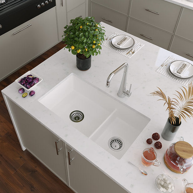 Nantucket Sinks Cape 31" White Dualmount Fireclay Sink With Drain and Grid