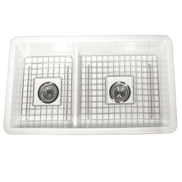 Nantucket Sinks Cape 31" White Dualmount Fireclay Sink With Drain and Grid
