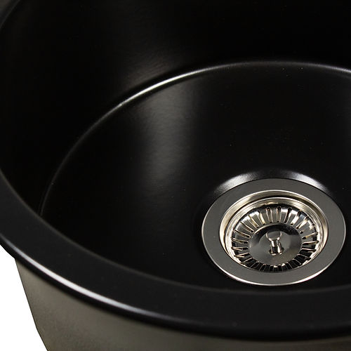 Nantucket Sinks Cape Collection 18" Round Dual-Mount Fireclay Matte Black Single Bowl Round Bar-Prep Kitchen Sink
