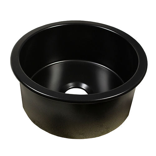 Nantucket Sinks Cape Collection 18" Round Dual-Mount Fireclay Matte Black Single Bowl Round Bar-Prep Kitchen Sink
