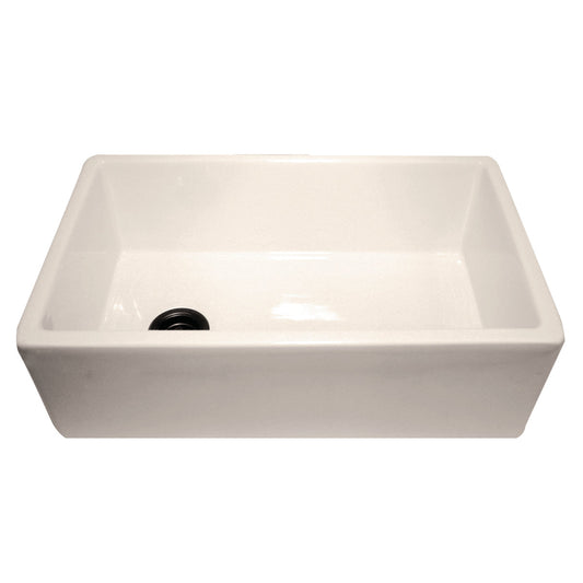Nantucket Sinks Cape Collection 30" Rectangle Undermount Porcelain Enamel Glaze Bisque Fireclay Single Bowl Bisque Farmhouse Apron Kitchen Sink With Offset Drain and Grid