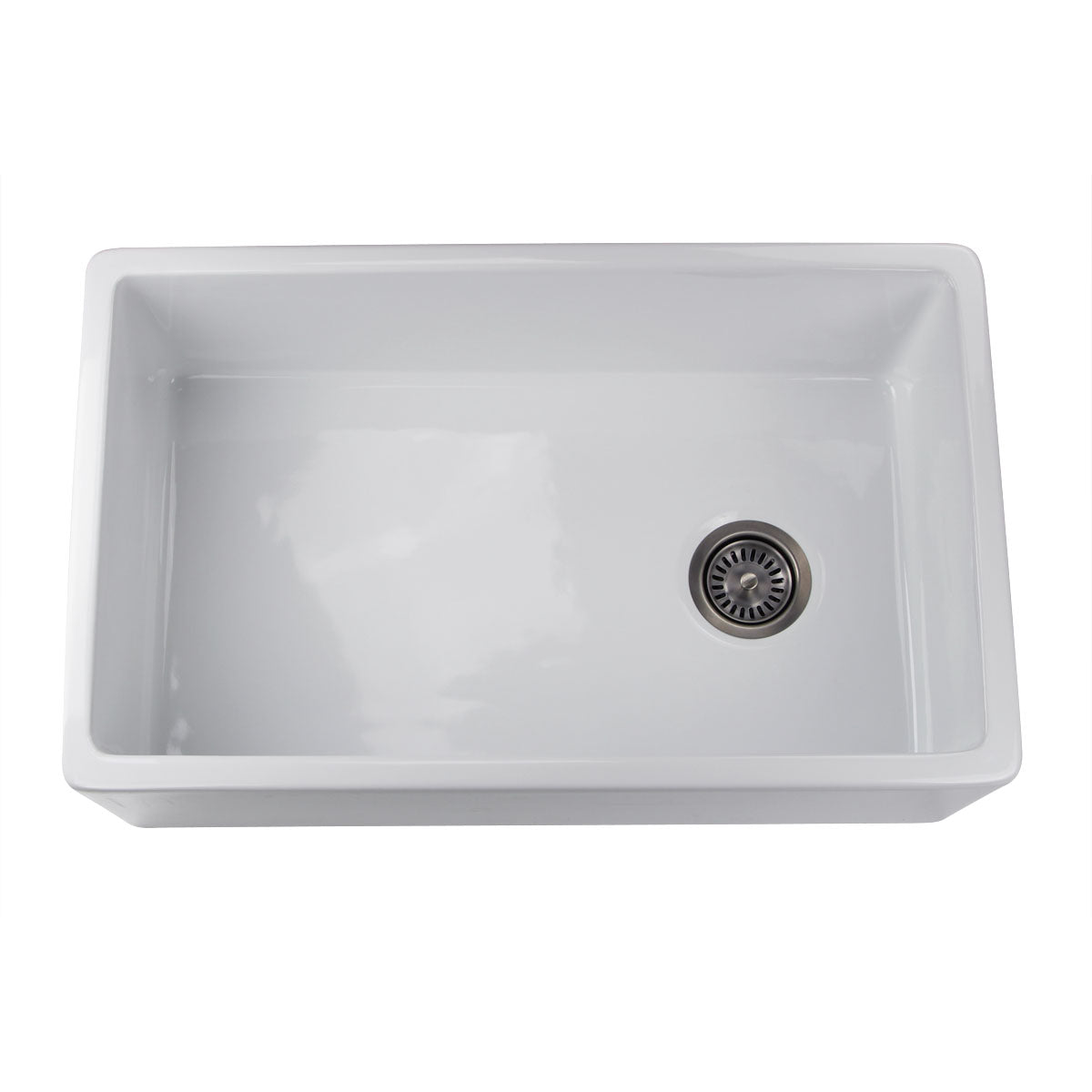 Nantucket Sinks Cape Collection 30" Rectangle Undermount Porcelain Enamel Glaze White Fireclay Single Bowl Farmhouse Apron Kitchen Sink With Offset Drain and Grid
