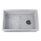 Nantucket Sinks Cape Collection 30" Rectangle Undermount Porcelain Enamel Glaze White Fireclay Single Bowl Farmhouse Apron Kitchen Sink With Offset Drain and Grid