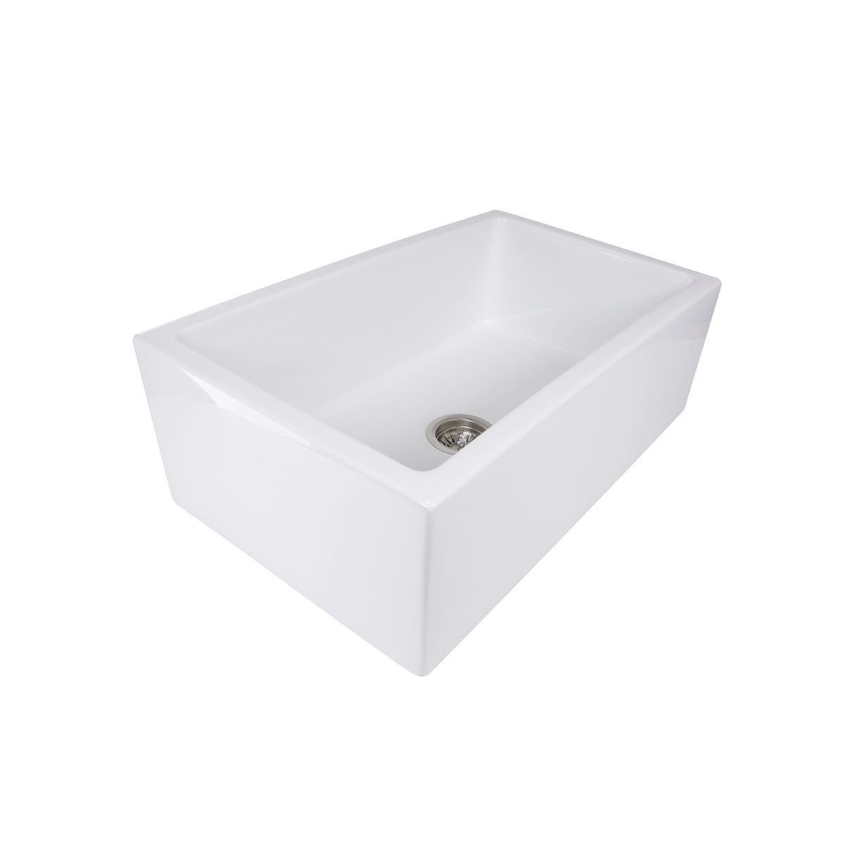Nantucket Sinks Cape Collection 30" Rectangle Undermount Porcelain Enamel Glaze White Fireclay Single Bowl Italian Farmhouse Apron Kitchen Sink